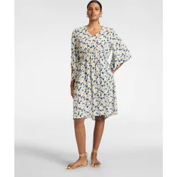 Vestido de viscosa estampado largo a la rodilla