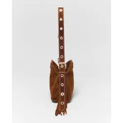 Bolso bandolera miss m mini de ante pespuntado multiposición con solapa