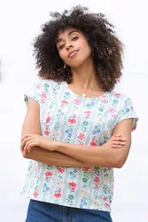 Women's Alum Slub Jersey Top Flower Press Size: 14 - Multicolor - Size: 14