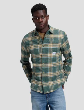 Relaxed Fit Pure Cotton Checked Workwear Shirt Green male - Lee - FashionsVida