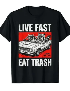 Vintage Live Eat Trash Funny Raccoon Driving Retro Car T-shirt For Men Women 100% Cotton T Shirts Short Sleeve Tops 0410-2 - Aliexpress - FashionsVida
