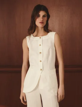 Chaleco de mujer largo de lino - Lloyd's - FashionsVida
