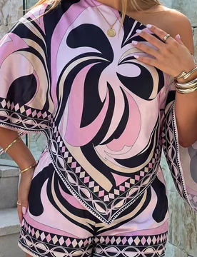 Conjunto de satén nuevo para mujer, cubierta para mujer, ropa estilo pañuelo con estampado floral, chal para mujer con cubierta de pañuelo triangul - Shein - FashionsVida