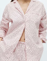 Pure Cotton Polka Dot Revere Pyjama Set Pink Mix female