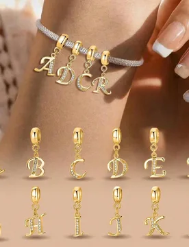 Pieza Colgante de cuentas con 26 letras, adecuado para pulsera de mujer, brazalete DIY para hacer joyas, regalo de aniversario, joyería elegante para - Shein - FashionsVida