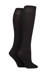Women's 2 Pair 50 Denier Plus Size Knee Highs Black One Size - Black - Size: One Size