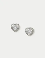Platinum Plated Mini Heart Earrings Silver female