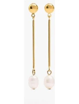 Pendientes de acero inoxidable con barras y perlas decorativas - Parfois - FashionsVida