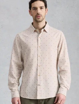 Douglas Long Sleeve Dobby Organic Shirt - Natural - White stuff - FashionsVida