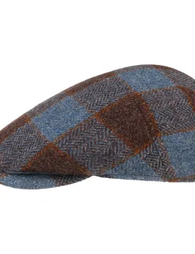 Capri Check Virgin Wool Flat Cap by - brown-blue - Herren - Size: 55 cm - Lierys - FashionsVida