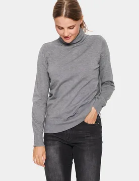 Women's Mila Rollneck Pullover in Mid Grey Size: XS - Mid Grey - Size: XS - Saint tropez - FashionsVida