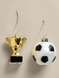 Pack Glass Football Tree Decorations Multi