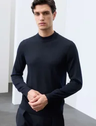 Pure Extra Fine Merino Wool Performance Jumper Dark Navy male