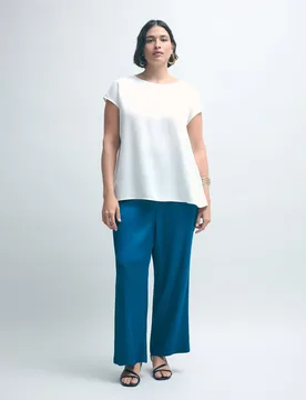 Pantalón ancho fluido de mujer satinado - Couchel - FashionsVida