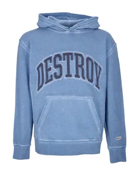 Felpa Cappuccio Uomo Destroy Rebuild Fader Hoodie Blue - Huf - FashionsVida