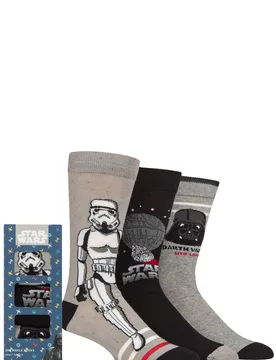 Mens 3 Pair SOCKSHOP Star Wars Empire Gift Boxed Cotton Socks Multi 6-11 Mens - Multi Coloured - Size: 6-11 Mens - Film & TV Characters - FashionsVida