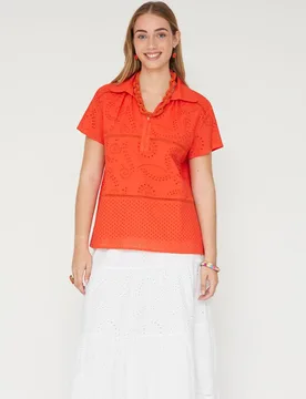 Blusa de mujer tejido bordado suizo - October - FashionsVida