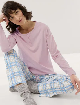 Jersey Flanell Pyjama, #normale Größen, Farbe Rosa, 44, reine Baumwolle kuschelig dank Peach-Effekt Damen - Walbusch - FashionsVida