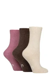 Women's 3 Pair Wool Blend Thermal Socks Chocolate / Wheat / Rose 4-8 - Assorted - Size: Small