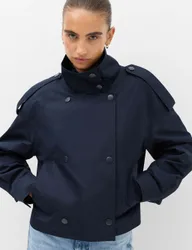 Cotton Rich Double Breasted Utility Jacket Navy female