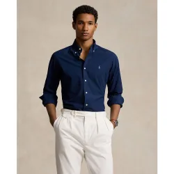 Camisa de popelina elástica de hombre Azul cabana
