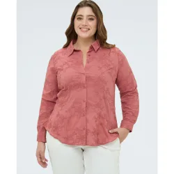Camisa de mujer con bordados florales tono sobre tono en tejido popelín