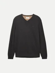 Basic Strickpullover Schwarz XXL