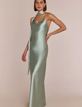 Brooklyn Dress in Sage Green Satin - Strappy Slip Bridesmaid Dress - XS - Rewritten - FashionsVida