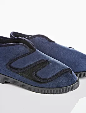 Comfort Hausschuh Mikrovelour navy - 3Pagen - FashionsVida