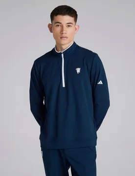 Manchester United x Golf Lightweight 1/2 Zip Top Navy M - Adidas - FashionsVida