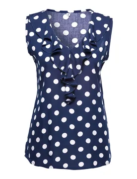 Damenbluse „Punkte“ blau L Damen - wedolina - FashionsVida