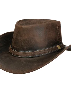 Longford Western Leather Hat by - brown - Size: S (54-55 cm) - Scippis - FashionsVida