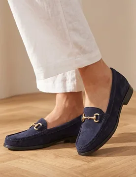 Wide Fit Suede Loafers Navy female - Jones Bootmaker - FashionsVida