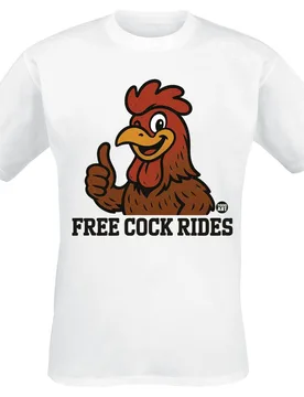 T-Shirt - Free Cock Rides Rooster - L bis 3XL - für Männer - Größe XXL - weiß - Männer - male - Todd Goldman - FashionsVida