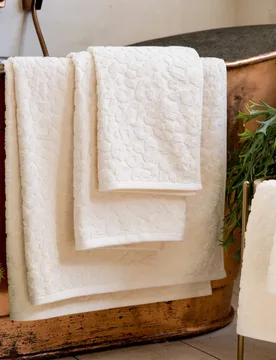 Pure Cotton Leopard Jacquard Towel Cream - Rockett St George - FashionsVida