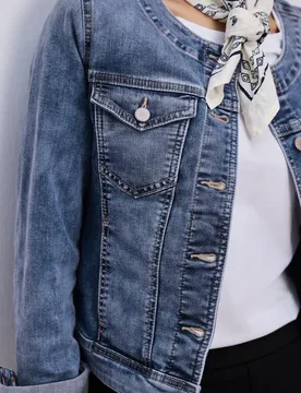 Jeansjacke mit Rundhals und Knopfleiste female Blau - Street One - FashionsVida