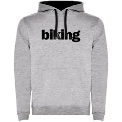 Felpa Con Cappuccio Word Biking Two-colour Heather Grey / Black