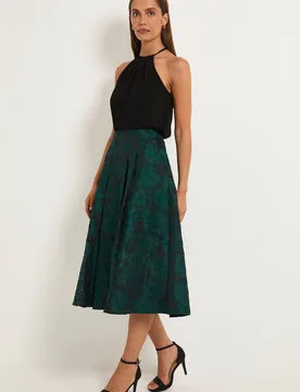Women's Jacquard Midi Skirt in Emerald Size: 20 - Emerald - Size: 20 - Wallis - FashionsVida