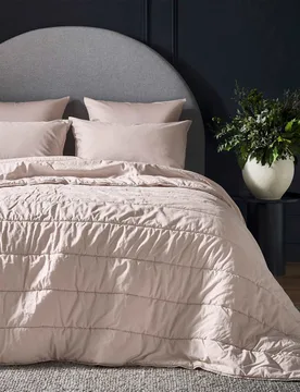 Pure Cotton Quilted Throw Soft Pink - Bedfolk - FashionsVida