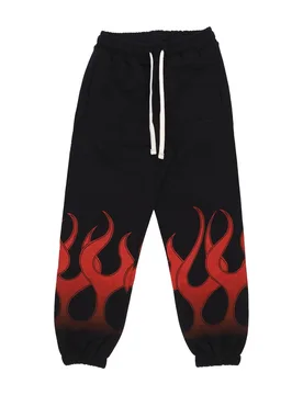 Pantalone Tuta Leggero Uomo Flames Pants Black/red - VISION OF SUPER - FashionsVida