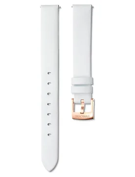 Cinturino per orologio, Larghezza: 14 mm (0.55"), Pelle, Bianco, Finitura in tono oro rosa 16 cm - Swarovski - FashionsVida