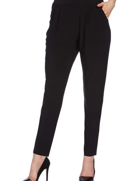 Womens Elastic Waist Hareem Trousers - Black - Size 10 Uk - Roman - FashionsVida