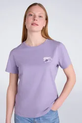 Printed Womens Birds at Dusk T-Shirt - Purple - Purple - Size: 14