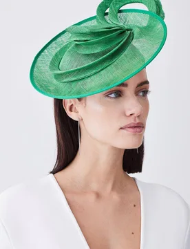 Women's Asymmetric Disc Headband Fascinator in Green - Green - Size: One Size - Karen millen - FashionsVida