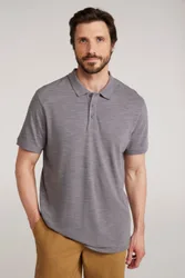 Dawnay Pique Slub Textured Mens Polo Shirt - Grey - Grey - Size: S