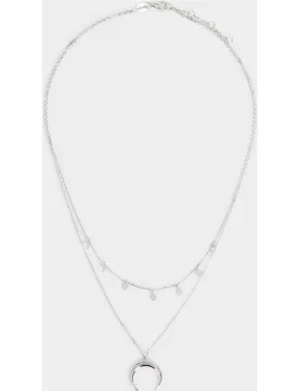 Collar de plata de ley doble con abalorios en - Parfois - FashionsVida