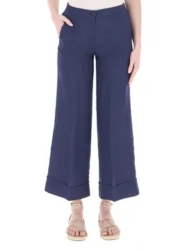Pantalone in lino BLU NAVY 46 - 2 LINKS - FashionsVida