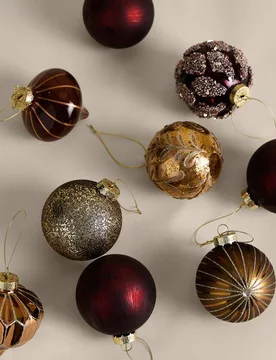 Pack Glass Mixed Finish Baubles Multi - M&S - FashionsVida