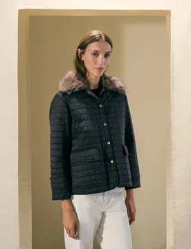 Parka guateada de mujer con detalle de pelo - Woman El Corte Inglés - FashionsVida