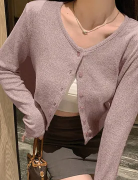 Camiseta holgada de manga larga, cuello redondo y apertura frontal, de unicolor, informal, para mujer, ropa de otoño XL - Shein - FashionsVida